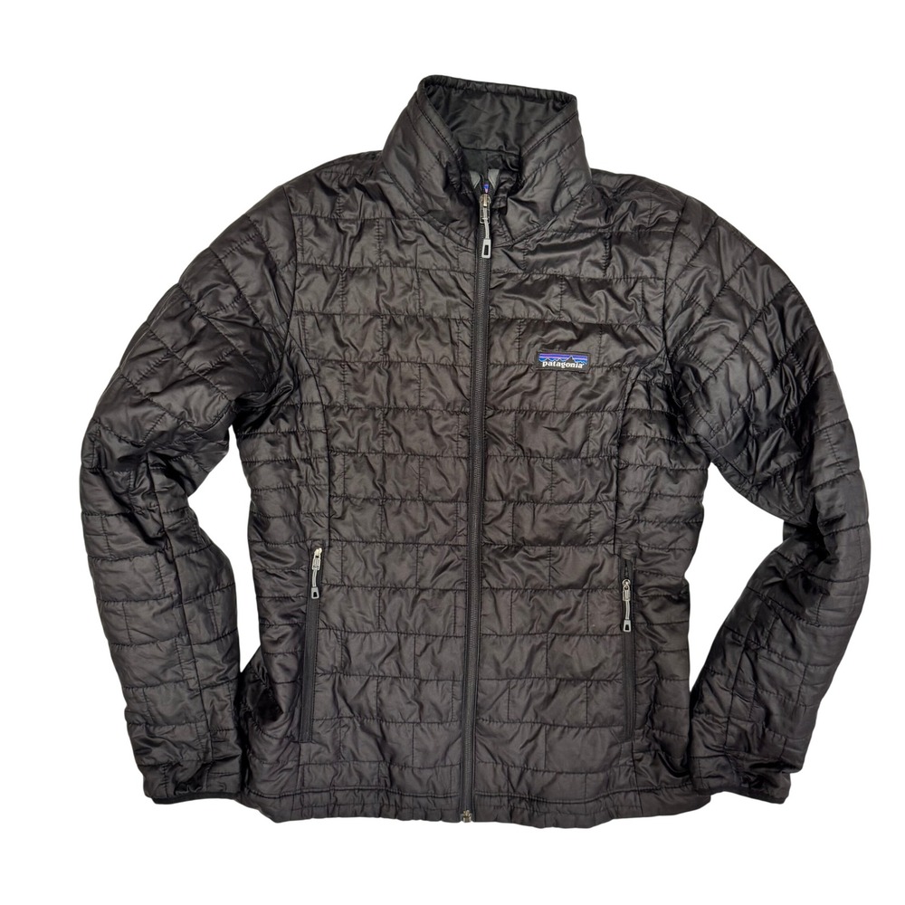 Patagonia Womens Nano Puff Jacket Black Insulated Puffer Full Zip S